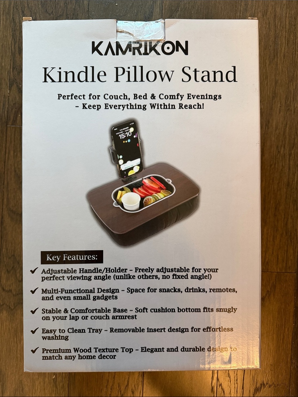 Kindle Pillow Stand in Brown - Cushioned Lap Tray with Device Holder